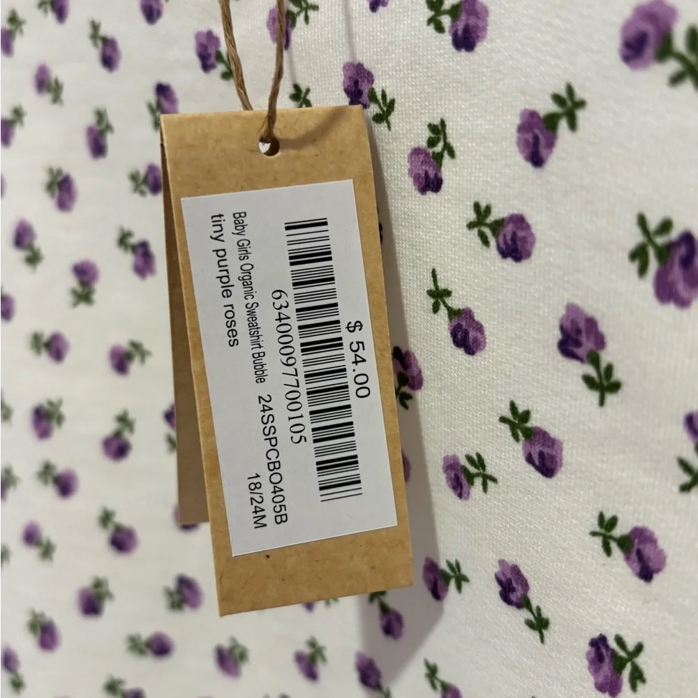 NWT Pink Chicken NY Baby Girls Organic Sweatshirt Bubble Tiny Purple Roses 18-24 - Picture 5 of 6